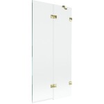 MEXEN/S - Lunar vaňová zástena 2-krídlová pravá 90 x 150, transparent, zlatá 897-090-100-50-00-P