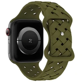Beline Silicone Woven olivová / Opasok pre Apple Watch / 38/40/41 mm / silikónový, tkaný