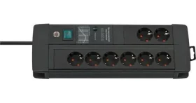 Brennenstuhl Premium-Line čierna / Predlžovací kábel / 8x zásuvka / 3 m / vypínač / prepäťová ochrana 60 000 A (1256000698)