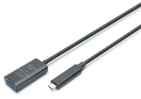 Digitus USB-C - USB-A čierna / Predlžovací kábel / Aktívny / USB 3.2 Gen2 10 Gbps / 5 m (DA-73113)