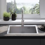 REA REA - Oceľový drez Liam BRUSH NICKEL s kuchynskou batériou KPL-96006
