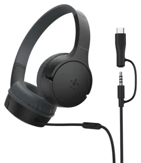 Belkin SOUNDFORM Mini čierna / Slúchadlá / Cez hlavu / Drôtová / USB-C / 3,5 mm jack (AUD010HQBK)
