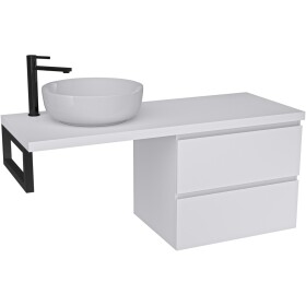 CERANO - Kúpeľňová skrinka Carole - biela matná + doska pod umývadlo Navira Pro - 36 mm + konzola čierna - 120x46x51,6 CER-606174