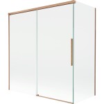 MEXEN/S - Rox vaňová zástena 2-krídlová posuvná 150 + 70 x 150, transparent, měď kartáčovaná 8C9-150-070-65-00
