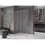 MEXEN/S - Velar Sprchová zástena posuvná Walk-in 150 x 200, dekor 8 mm, meď kartáčovaná 871-150-000-33-65