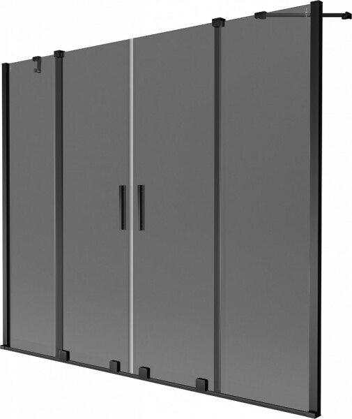 MEXEN/S - Velar Duo dvojkrídlová posuvná vaňová zástena 200 x 150, grafit, čierna 896-200-000-42-70