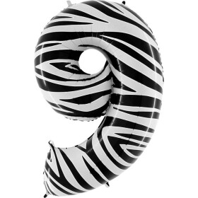 Nafukovací balónik číslo 9 zebra 102 cm extra veľký - Grabo