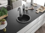 MEXEN/S MEXEN/S - Diego granitový drez 1 488 x 480 mm, čierna kropenatá, + čierny sifón 6512481000-76-B