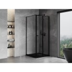 MEXEN/S - Mist-F sprchovací kút skladacie dvere pravá 95 x 95, čierna okraj, čierna 8A6T-095-095-70-70-P