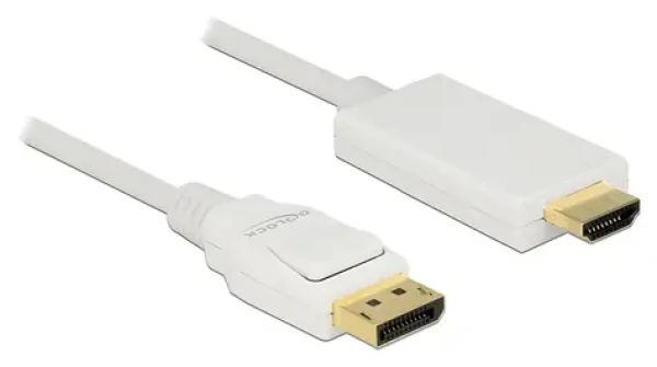 DeLock Kábel DisplayPort 1.2 (M) - HDMI-A (M) 2m biela / Kábel / pasívny / 4K / 30 Hz (83818)