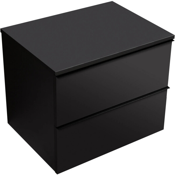 CERANO - Kúpeľňová skrinka Velora - čierna matná, úchytka čierna + doska pod umývadlo Navira Slim - 18 mm - 60x54,8x46,5 CER-664762