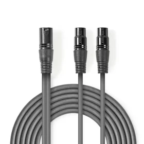 Nedis Vyvážený Audio kábel XLR 3pinový (M) - 2x XLR 3pinová (F) 1.50 m tmavo šedá (COTH15025GY15)