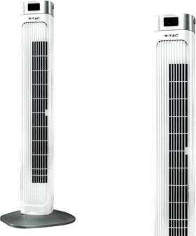 V-TAC ventilátor Wieżowy s displejom teploty i pilotem 55W 95cm Biely VT-5536