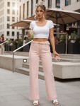 Dámske džínsy s vysokým pásom a širokými nohavicami ružové FashionStreet UY2966 s34