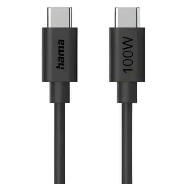 HAMA Nabíjací kábel USB-C na USB-C čierna / Nabíjací kábel / 1,2 m / 100 W