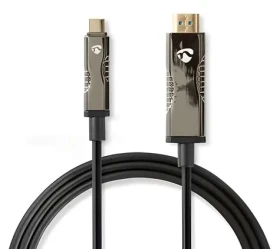 Nedis USB-C na HDMI aktívny optický kábel 20 m čierna / Kábel HDMI / AOC / 18 Gbps (CCBG6410BK200)