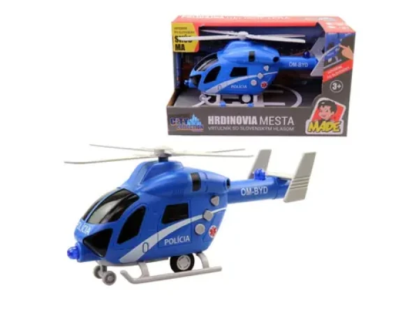 MaDe 25565 - Vrtuľník policajný SK na zotrvačník na batérie so svetlom a zvukom 20 cm
