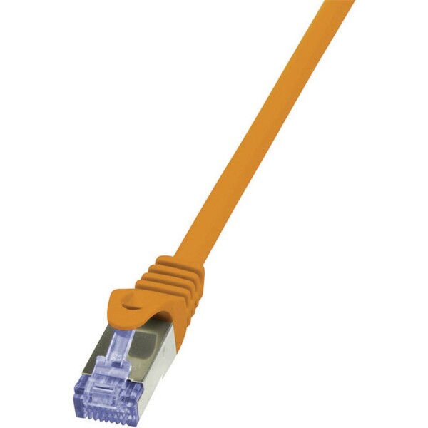 LogiLink CQ3088S RJ45 sieťové káble, prepojovacie káble CAT 6A S/FTP 7.50 m oranžová samozhášavý, s ochranou 1 ks; CQ3088S