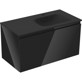 MEXEN/S - Orio kúpeľňová skrinka 90 cm s umývadlom Vela pravá, 1S, 1D, čierna lesk/čierna mat 91A13-09047-3-BBFF70-W23P71