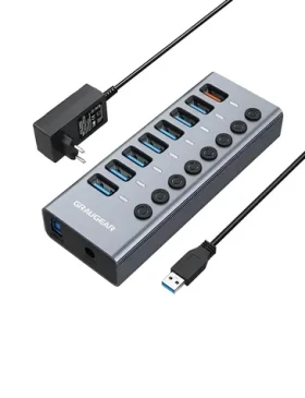 GrauGear USB hub 7 portov / USB hub / USB 3.0 / 7x USB-A / 1x nabíjací Port (G-HUB71-A)
