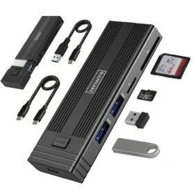 Zenwire HUB63 / Externý box pre M.2 SSD s USB-C hubom / 7v1 / NVMe / PCIe / SATA / SD