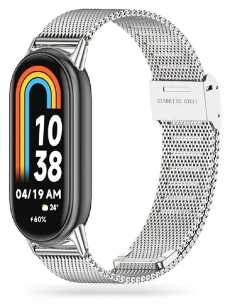 Tech-Protect MilaneseBand strieborná / Remienok milánsky ťah / XIAOMI SMART Band 8, 8 NFC