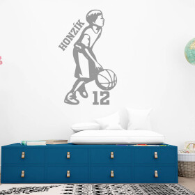 Veselá Stena Samolepka Malý basketbalista Farba: šedá, Veľkosť: 100 x 61 cm