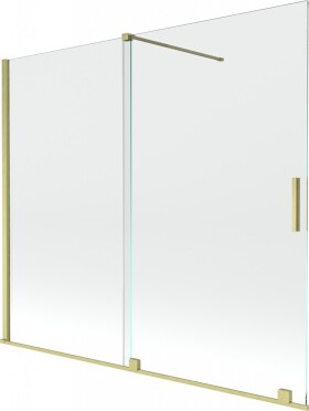 MEXEN/S - Velar Dvojkrídlová posuvná vaňová zástena 180 x 150, transparent, zlatá kartáčovaná 896-180-000-01-55
