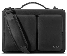Tech-Protect Defender Bag 13-14" čierna / Taška pre notebook / polstrovaná / 4 vrecká / nastaviteľný popruh (5906302372867)