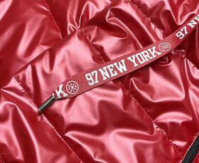Červená dámská bunda se zlatými model 17099607 Miss TiTi Barva: odcienie czerwieni, Velikost: