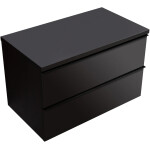CERANO - Kúpeľňová skrinka Velora - čierna matná, úchytka čierna + doska pod umývadlo Navira Pro - 36 mm - 80x56,6x46,5 CER-668573