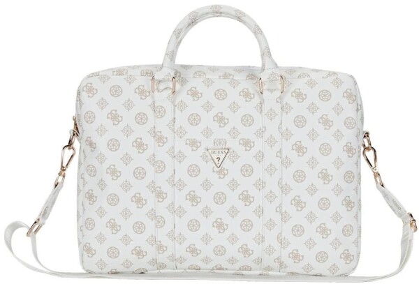 Guess Bag Guess 4G Peony Front Pocket Zipper Triangle Logo 16" white