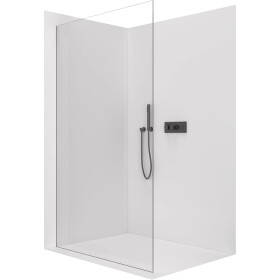 CERANO - Sprchová zástena Walk-in Crystal Ľ/P - 10 mm - bezvzperový systém - čierna matná, transparentné sklo - 150x200 CER-8050BD82674