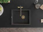 MEXEN/S MEXEN/S - Pedro granitový drez 1-miska 560 x 460 mm, čierna kropenatý, sifón zlatá 6508561000-76-G