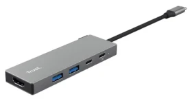 Trust Dalyx 5-in-1 strieborná / USB-C hub / HDMI 4K 60Hz / 2x USB-A / 2x USB-C / PD 85W (26062)
