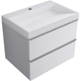 CERANO - Kúpeľňová skrinka Velora - biela matná, úchytka chróm + umývadlo z lit. mramoru s otvorom Vita - biela lesklá - 70x63x46,5 CER-8050BD83874