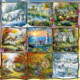 ALIPSON Štvorcové puzzle Koláž štyroch ročných období