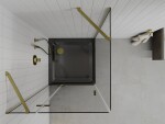 MEXEN/S - Roma sprchovací kút 80x80, transparent, zlatá + čierna vanička so sifónom 854-080-080-50-00-4070G