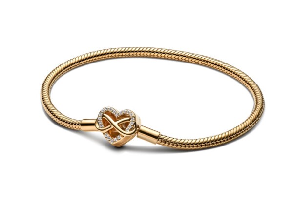 Pandora Romantický pozlátený náramok Srdce Shine Moments 563758C01 20 cm