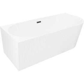 MEXEN/S - Silo voľne stojaca rohová vaňa ľavá reliéf 150 x 75, biela, sifón a prepad čierna 52891507500L-70