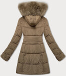 Dámska hnedá zimná bunda s ozdobnými pásmi (23MY-208) odstíny hnědé L (40)
