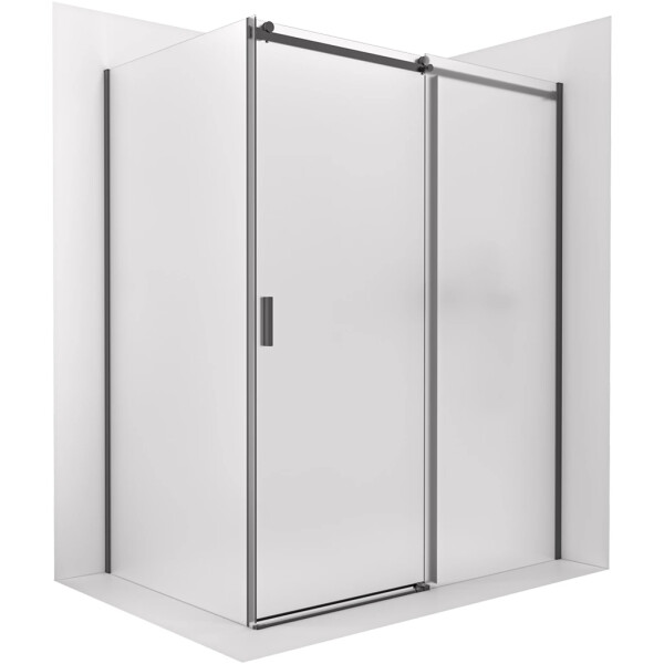 CERANO - Sprchovací kút Santoro - pravá - 6 mm - čierna matná, mliečne sklo - 100x100 - posuvný CER-665740