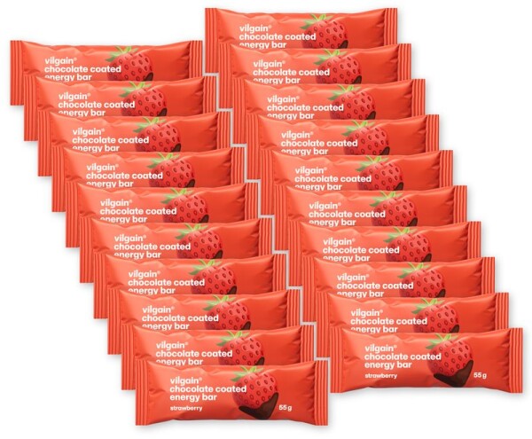 Vilgain Energy Bar – 20× jahoda zaliata čokoládou 55 g