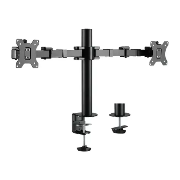 LogiLink stolný držiak pre 2 monitory 17-32" čierny / Stolný držiak / VESA 75-100 mm / nosnosť 12 kg / náklon -35°/35° (BP0106)