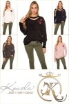 Trendy knit sweater with floral embroidery navy Einheitsgroesse