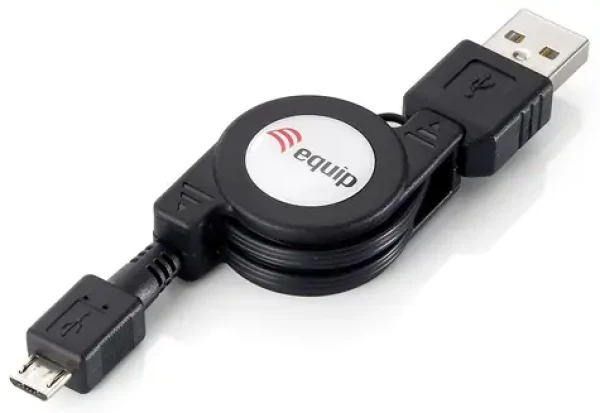 Equip USB-A - Micro-USB B čierny / Kábel / USB 2.0 / Vysúvací / 1 m (128595)