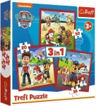 Trefl - Puzzle - Tlapková patrola: Veselí psíci 3v1