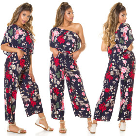 Trendy Summer Off-Shoulder Jumpsuit navy L/XL