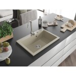 MEXEN MEXEN - Elix granitový drez 1-miska 700 x 500 mm, béžový, sifón chróm 6526701005-69