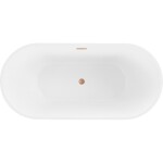 MEXEN/S - Luna voľne stojaca vaňa 140 x 75, biela, sifón a prepad meď kartáčovaná 52031407500-65